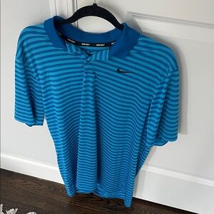 Nike Dri-Fit Golf Polo Shirt Blue Stripes